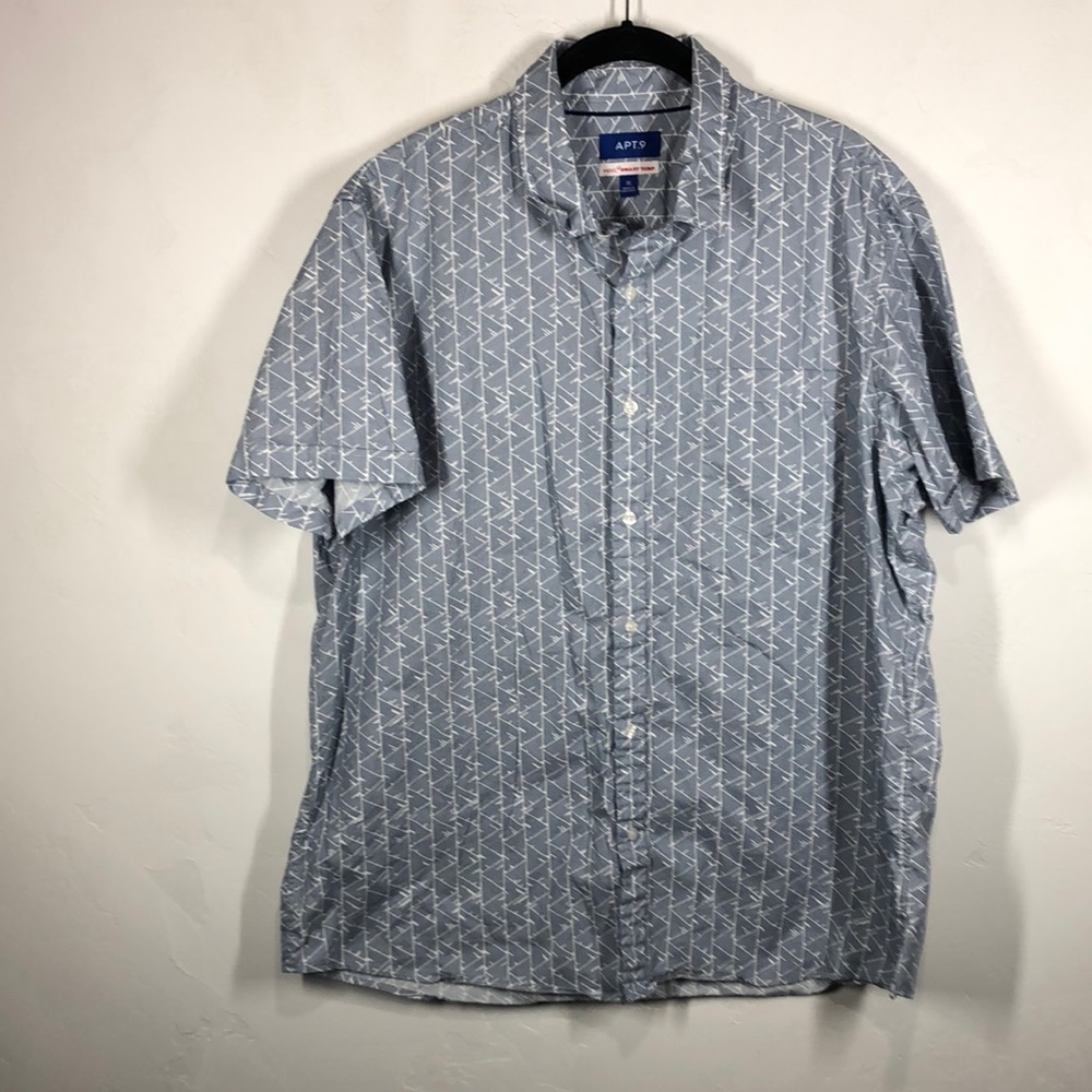 Apt 9 Blue Triangle Print Button Down Shirt Xl - image 1